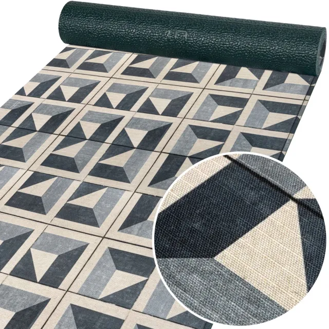 ANRO Keukenloper Amira Geometrisch Grijs – Antislip Op Rol Gangloper Tapijtloper 3 mm
