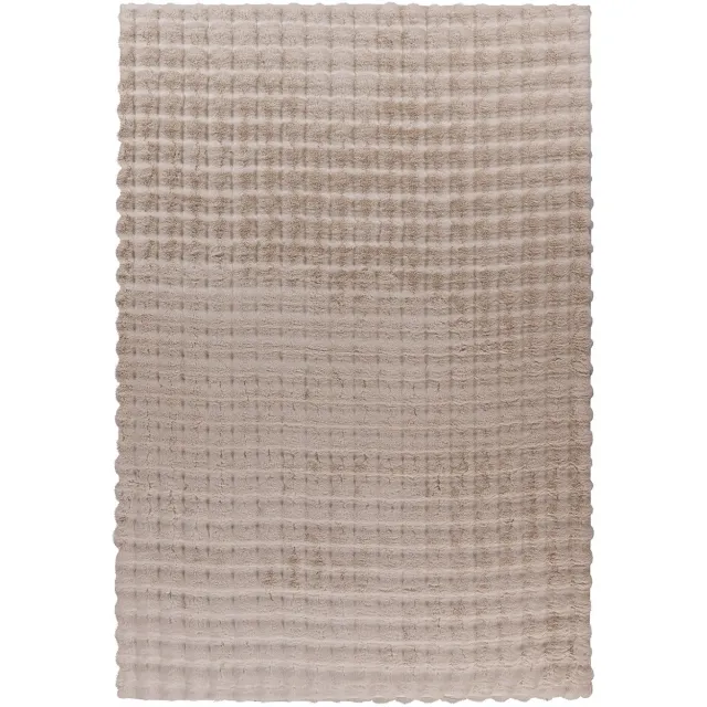 Padiro knus hoogpolig shaggy vloerkleed 120 x 160 cm - donkerbeige - geometrisch Scandinavisch patroon - voor vloerverwarming - van polyester en katoen