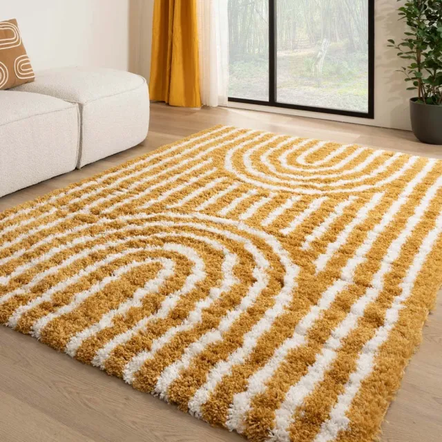 Tapeso Scandinavisch vloerkleed - Cozy Arch okergeel 240x340