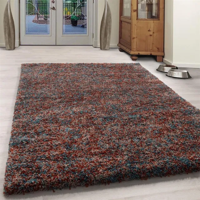flycarpets Lorium Vloerkleed - Terra/Blauw/Beige - Hoogpolig Oranje