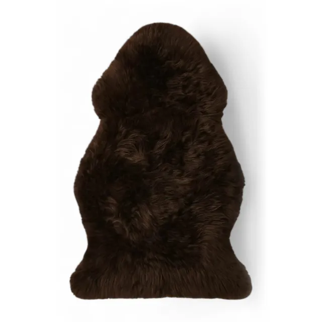 Infinity Leather Echte chocoladebruine schapenvacht, natuurlijk zijdezacht, pluizig, echt wollen tapijt