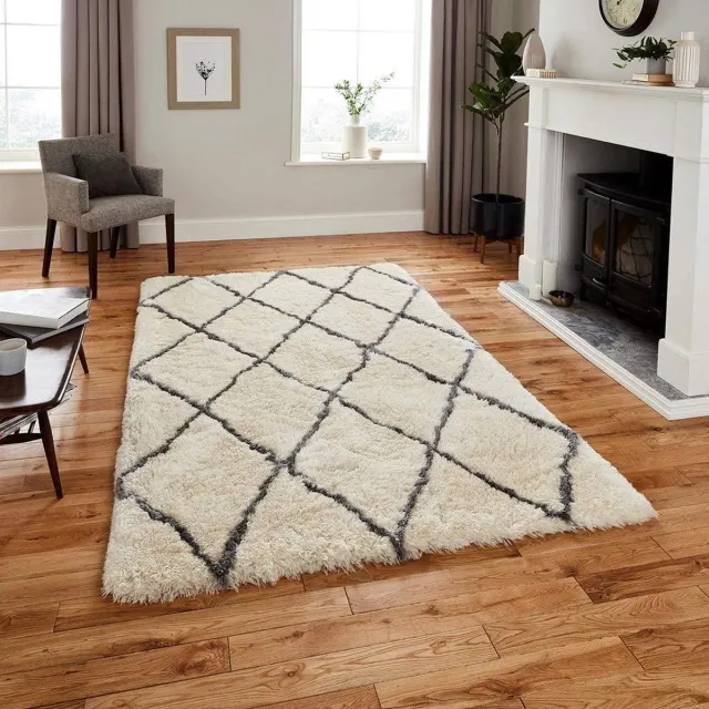 Think Rugs Vloerkleed Marokko shaggy - Hoogpolig - 120x170 cm Grijs