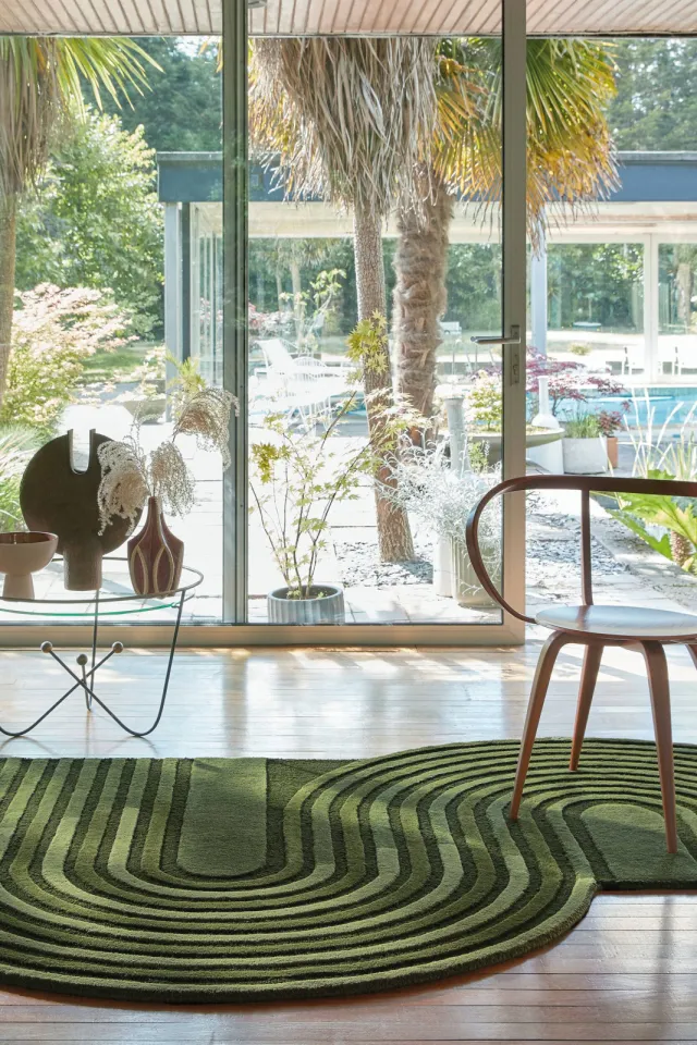 Flair Rugs Conway Retro wollen vloerkleed groen, foto 2