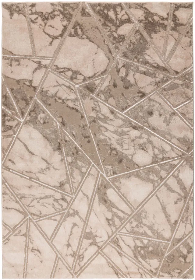 Padiro design laagpolig vloerkleed 200 x 290 cm - lichtbeige - modern abstract ontwerp - voor vloerverwarming - van polypropyleen en polyester