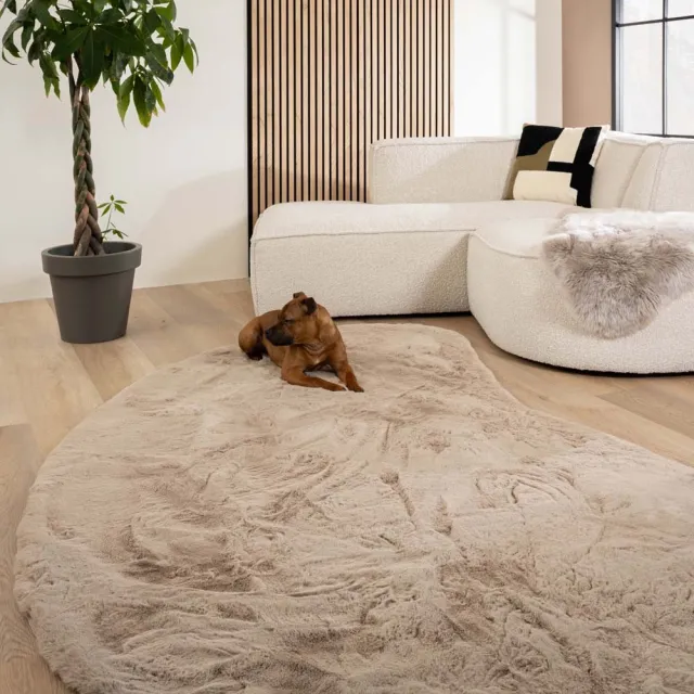 Tapeso Fluffy vloerkleed organisch - Comfy Plus taupe 230x352