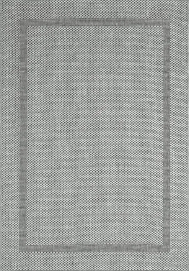the carpet Mistra – robuust buitentapijt, weerbestendig & modern, voor balkon, terras of keuken, grijs met subtiel kaderpatroon in geweven look, 80 x 200 cm