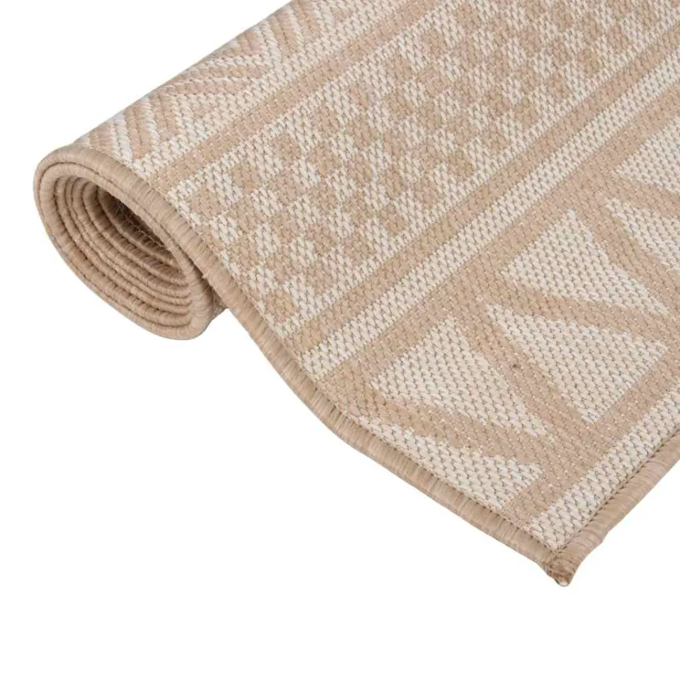 vidaXL Buitenkleed met patroon platgeweven 140x200 cm bruin, foto 3
