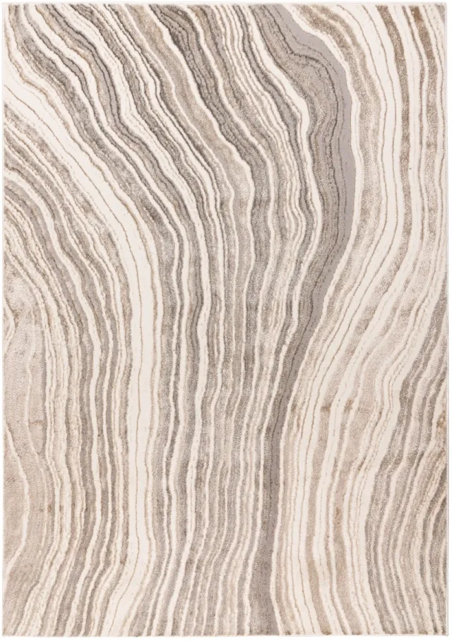 Padiro design laagpolig vloerkleed - lichtbeige - modern abstract ontwerp - voor vloerverwarming - van polyester en jute