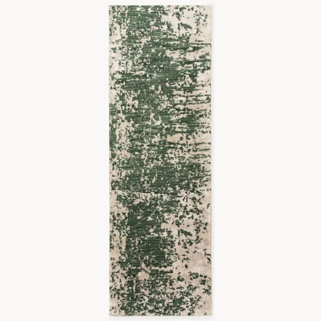 Westwing Collection Handgeweven wollen loper Cynthia met abstract patroon Groen