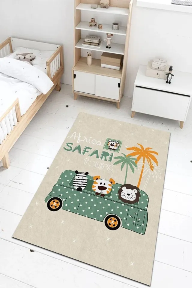 Zeo Wood Vloerkleed Kinderkamer - Speelkleed Baby - Speelmat - Speeltapijt - Tapijt voor Kinderkamer - 120*180 cm - Vloerkleed Safari