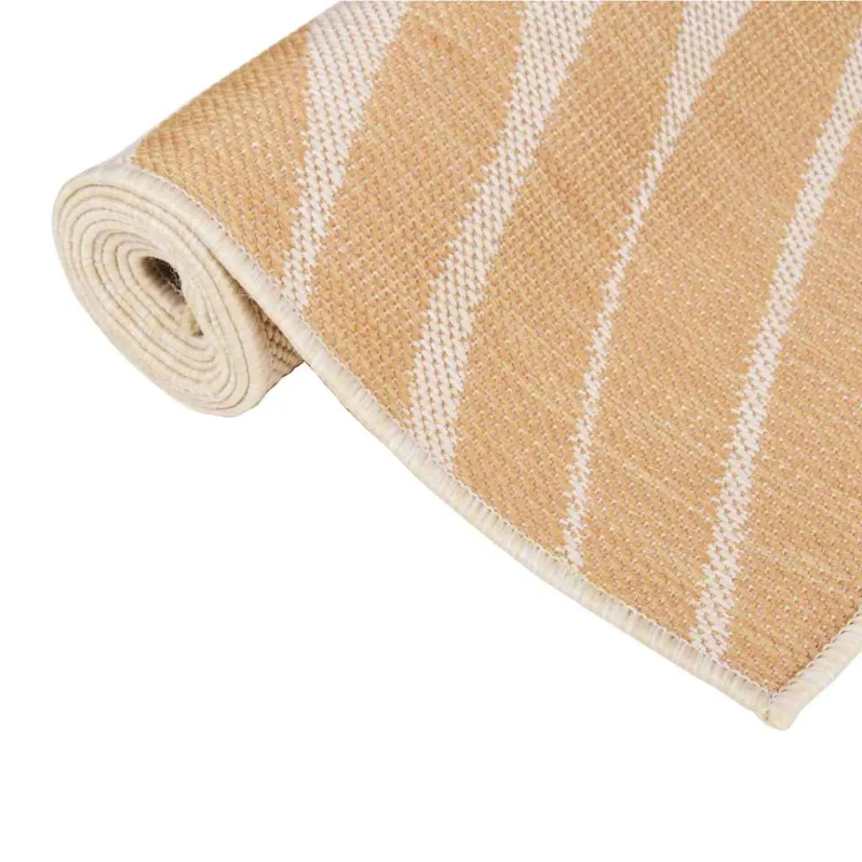 vidaXL Buitenkleed met bladpatroon platgeweven 120x170 cm geel, foto 3