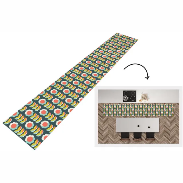 KitchenYeah Keukenloper - Keukenmat vinyl Retro - Bloemen - Scandinavisch - Keukenmatten loper - Keuken vloerkleed tapijt