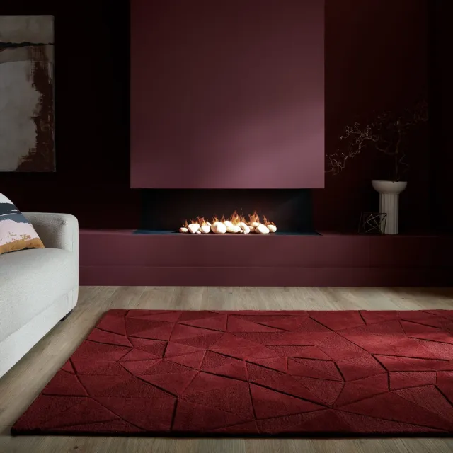 flycarpets Wollen vloerkleed - Shard Geo Rood