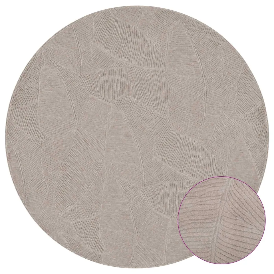 vidaXL Vloerkleed IZA Beige Ø 160 cm 100% Polyester Laagpolig