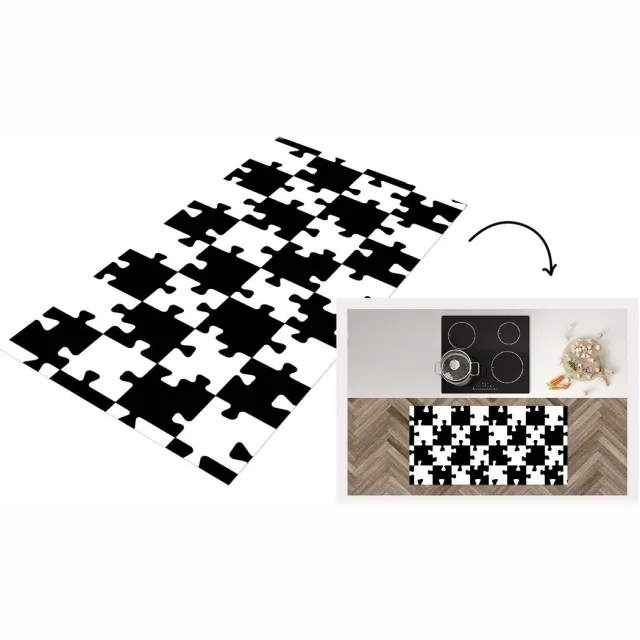 KitchenYeah Keukenloper - Loper keuken - Puzzel - Schaken - Patronen - 120x60 cm - Keukenloper vinyl Multicolor