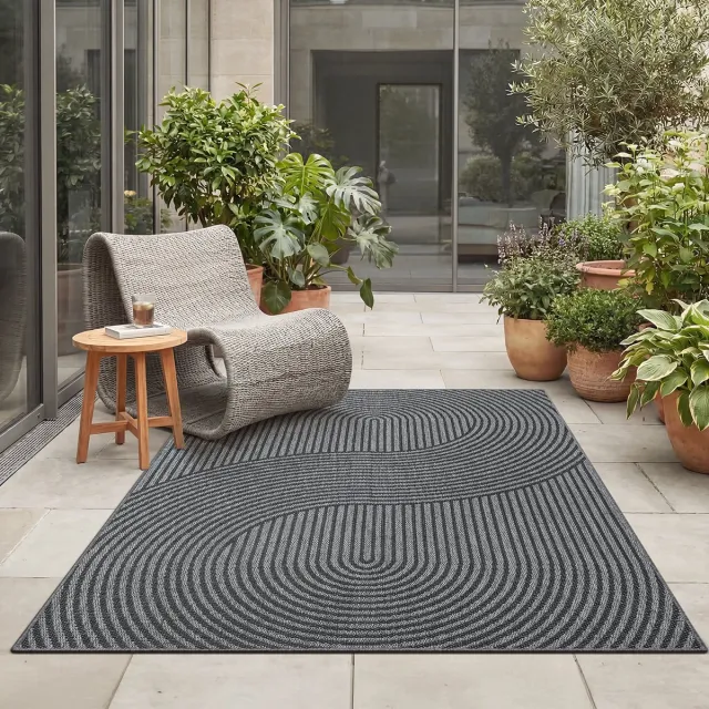 the carpet Mistra – robuust buitentapijt, modern & weerbestendig, voor balkon, terras, keuken of serre, antraciet, 200 x 280 cm