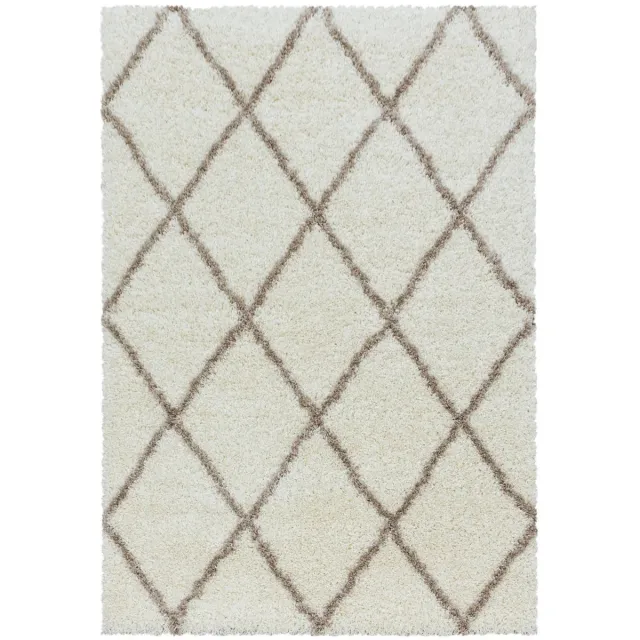 Dutch XXL Berber Vloerkleed | Tapijt | Shaggy | Alvor | Ruiten | Crème