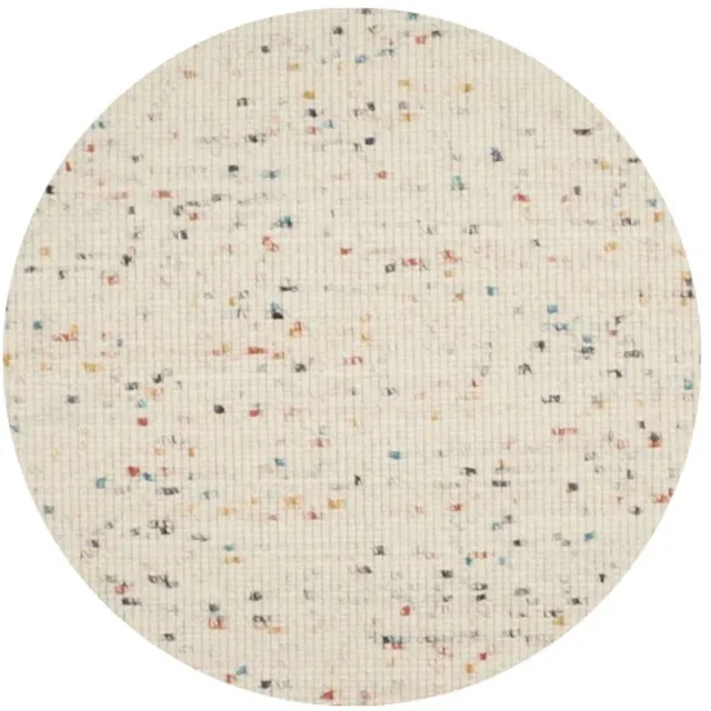 DÉJA Living Vloerkleed Rond Ø200cm - Laagpolig Wit Multi Wol - Bela