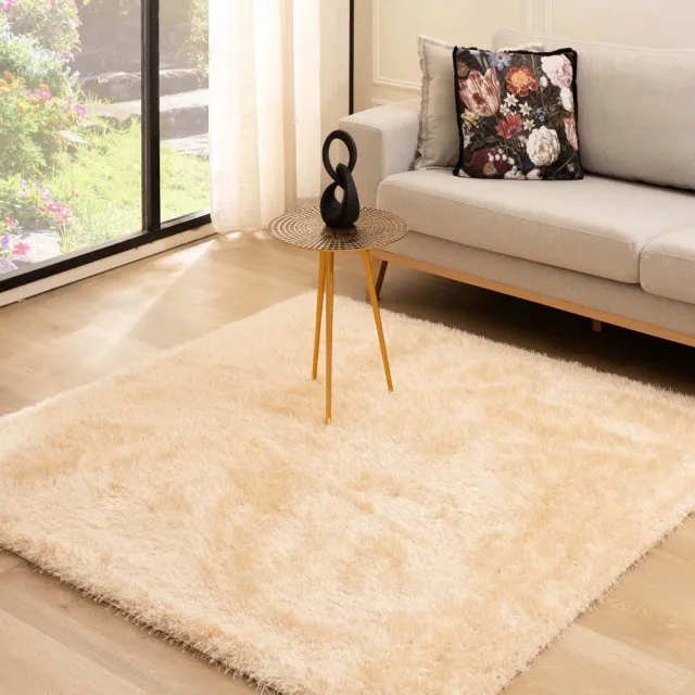 Tapeso Velvet vloerkleed vierkant - Posh champagne 240x240