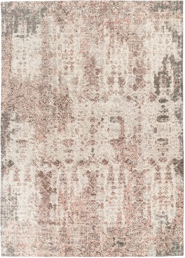 Padiro elegant laagpolig vloerkleed 120 x 170 cm - lichtbeige - vintage patroon - voor vloerverwarming - van katoen en polyester