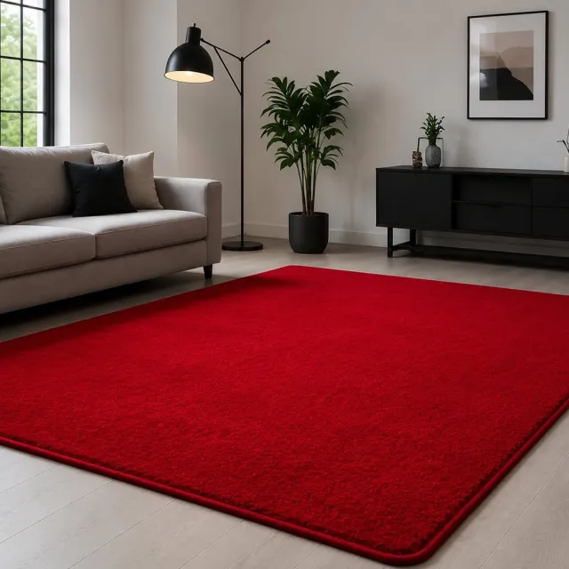 Nazik Living Vloerkleed Rood 240x340 cm - Antislip, Wasbaar en Zacht, Modern Effen Design voor Woonkamer, Slaapkamer, Keuken en Kinderkamer, Comfortabel en Duurzaam