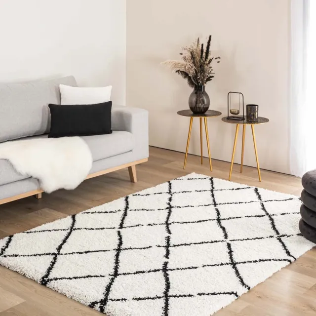 Boho&me Berber vloerkleed - Artisan wit/zwart 100x200