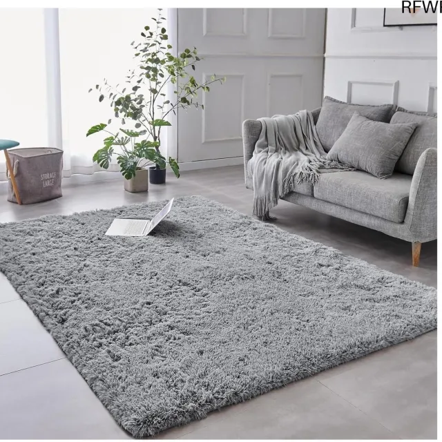 RFWR Groot Grijs Vloerkleed - Superzacht, Pluizig, Antislip en Hoogpolig voor Woonkamer en Speelruimte (160 x 230 cm)