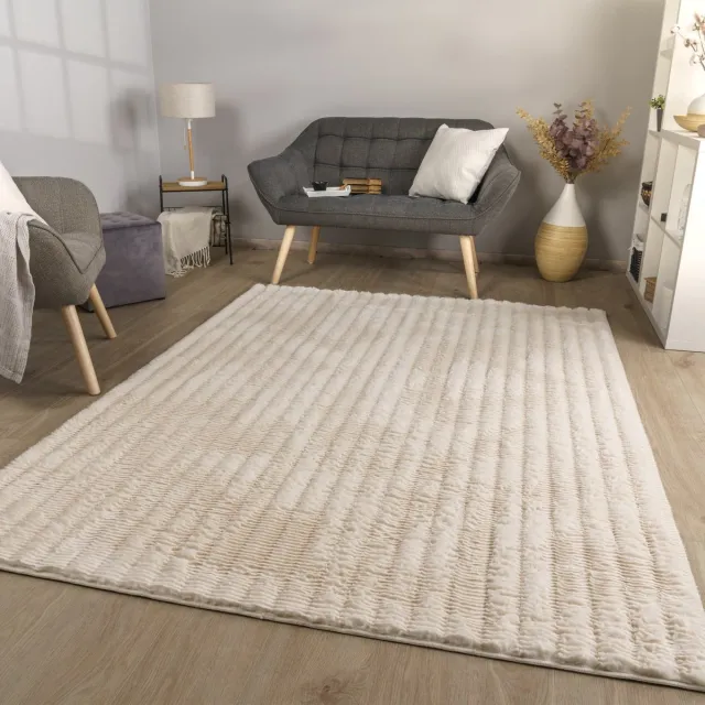 TT Home Woonkamertapijt langpolig woonkamertapijt ruitvormig zacht 3D-ontwerp 160 x 220 cm Rechthoek 160 x 220 cm Rechthoek beige