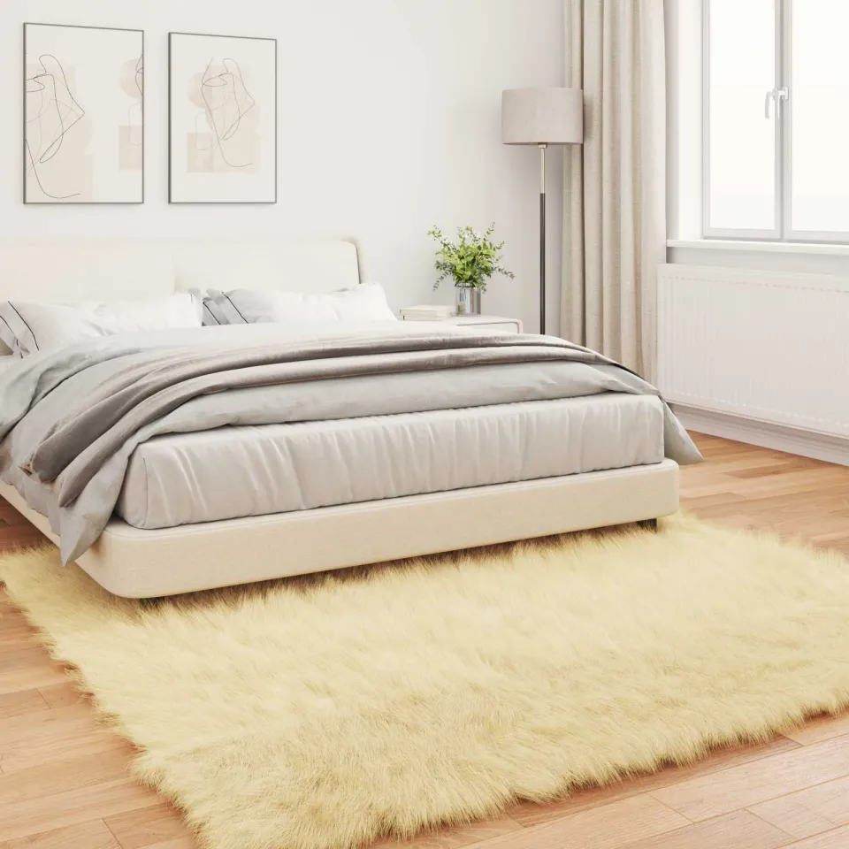 vidaXL Tapijt van imitatie TAFALLA Crèmekleurig 200 x 200 cm Polyester, foto 3