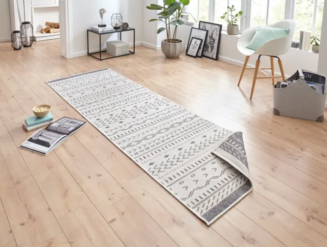 Northrugs Binnen & buiten vloerkleed Kuba - grijs/crème 80x150