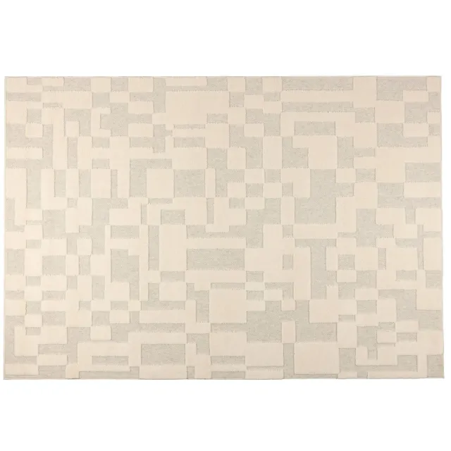 Zuiver Bricks wollen vloerkleed crème Grijs