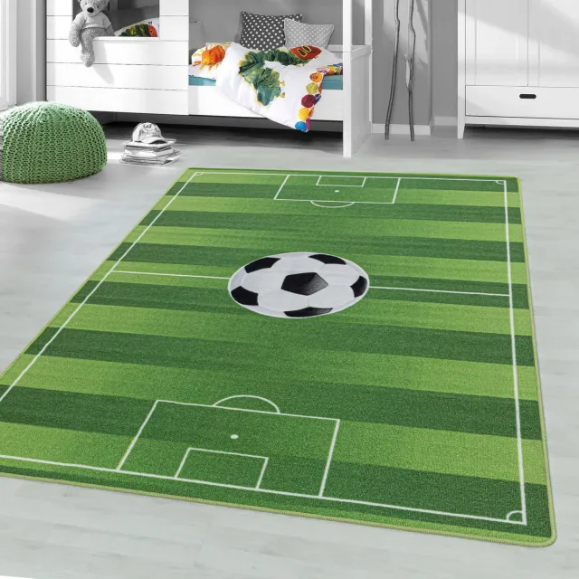 Muratap Play Vloerkleed Kinderkamer Voetbal Laagpolig Groen