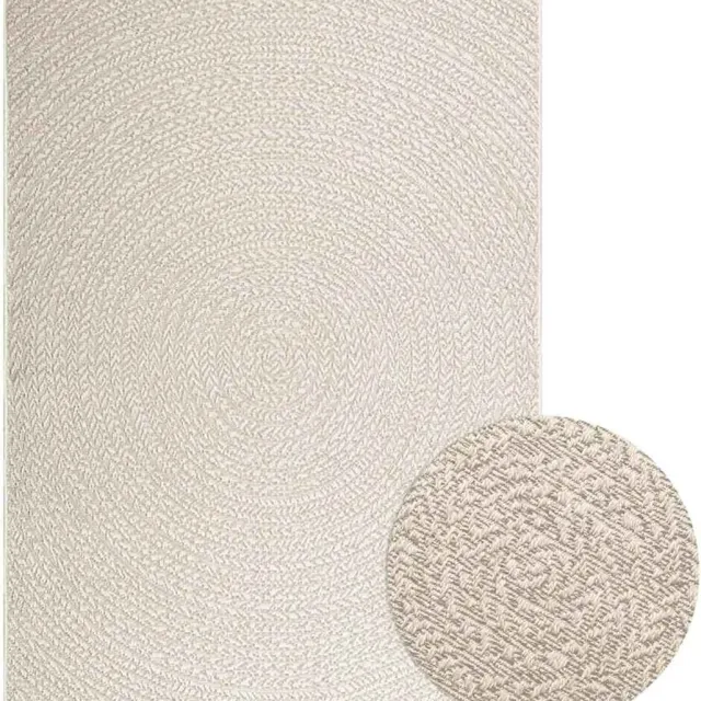 vidaXL Vloerkleed - ZIZUR - room - binnen - en - buiten - cm - jute - look crème