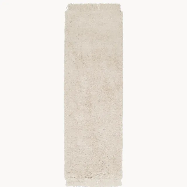 Westwing Collection Zachte hoogpolige loper Dreamy met franjes Beige