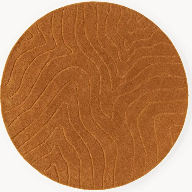 Westwing Collection Rond wollen vloerkleed Aaron, handgetuft Geel