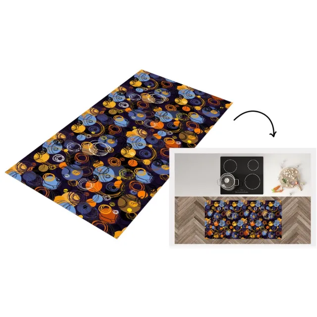 KitchenYeah Keukenloper - Loper keuken - Patroon - Abstract - Ringen - Keukenloper vinyl Multicolor