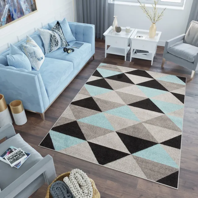 Tapiso Lazur Vloerkleed Grijs Zwart Blauw Modern Abstract Tapijt Grijs Blauw Zwart