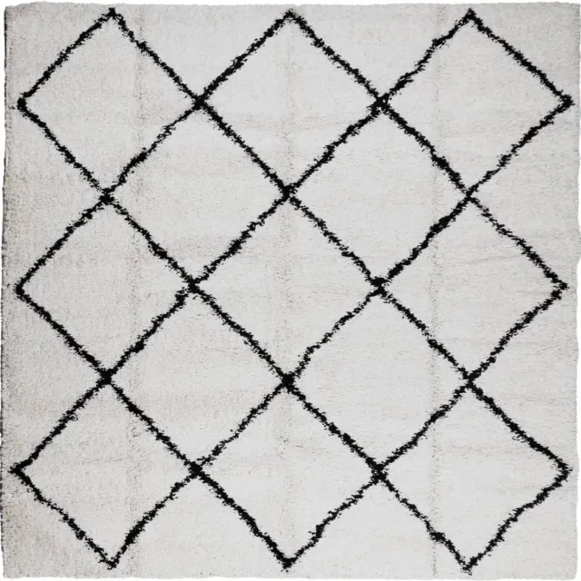 vidaXL Vloerkleed - PAMPLONA - shaggy - hoogpolig - 200x200 - cm - crème - en - zwart crèmekleurig en zwart