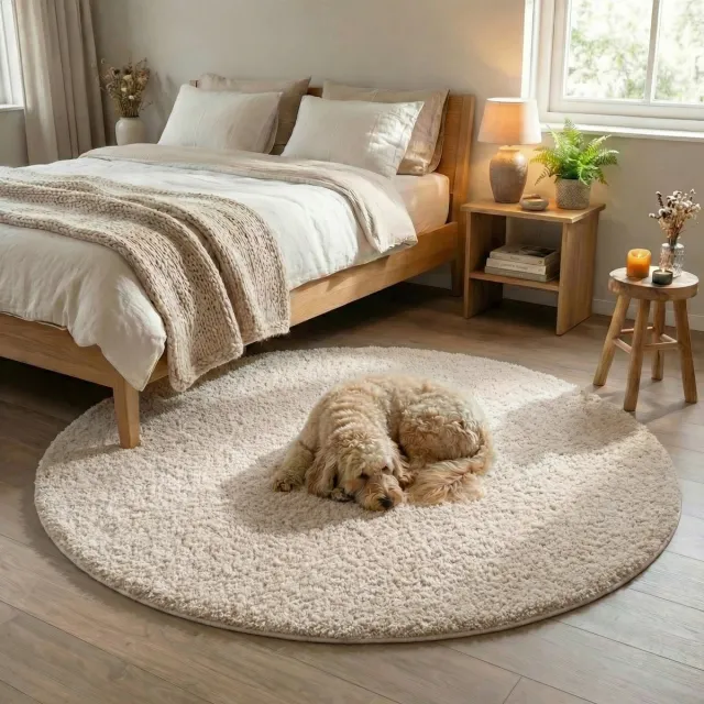 NATURL. Rond fluffy vloerkleed - Bobby Creme - Ø 200cm