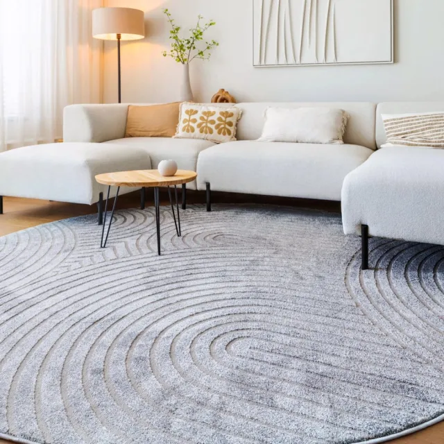 Nordic Weavers Scandinavisch vloerkleed rond - Contour Curve grijs 200