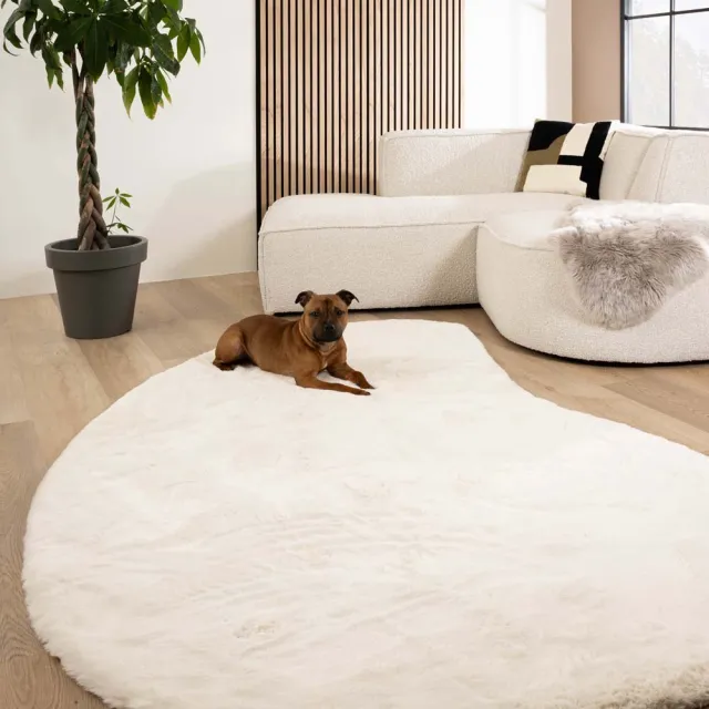 Tapeso Fluffy vloerkleed organisch - Comfy Plus wit 120x184