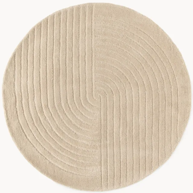 Westwing Collection Rond handgetuft wollen vloerkleed Mason Beige