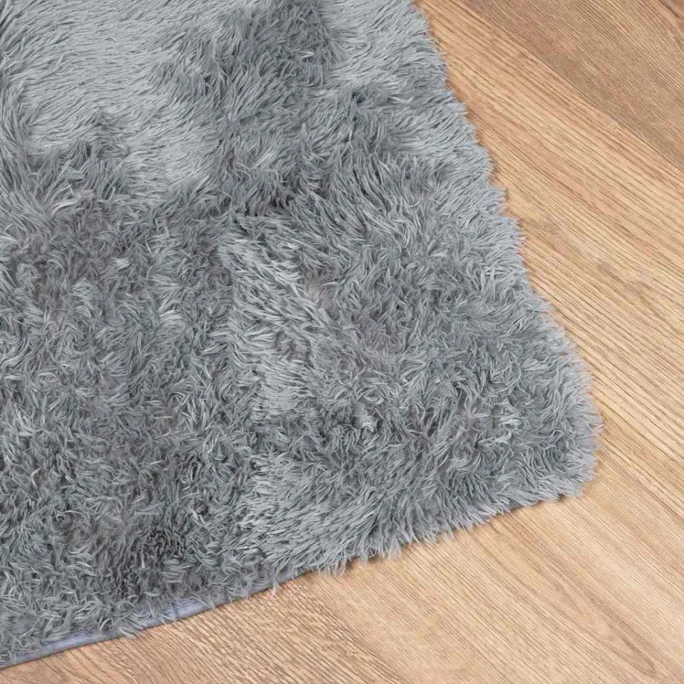 vidaXL Hoogpolig vloerkleed NAVARRA 160x230 cm polyester lichtgrijs grijs, foto 4