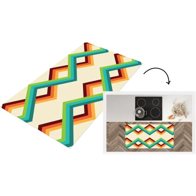 KitchenYeah Keukenloper - Keukenmat vinyl Retro - Strepen - Design - Seventies - Keukenmatten loper - Keuken vloerkleed tapijt, foto 8