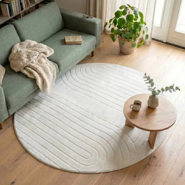 Fraai Rond Scandinavisch vloerkleed - Charm Arches Wit - Ø 80cm