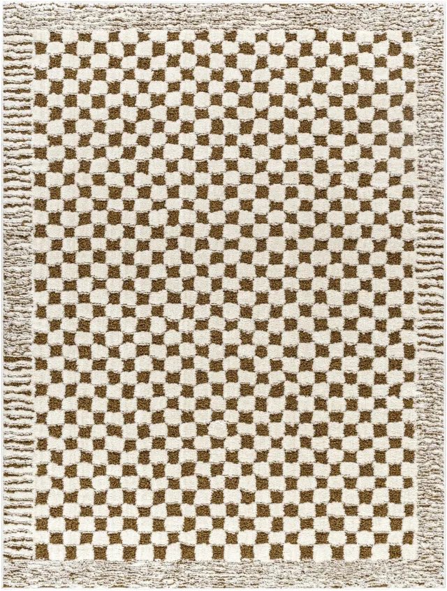 Surya EKTA Modern Bruin Tapijt met Schaakbordpatroon Terracotta