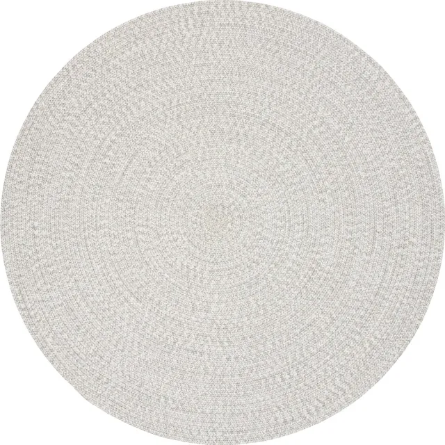 TESSO LIVING Vloerkleed voor binnen en buiten - Omkeerbaar - Sisal look - Weersbestendig - Woonkamer Balkon Keuken - Handgemaakt - Tuintapijt - Modern Boho Jute Stijl - Lichtgrijs - Ø160cm Rond