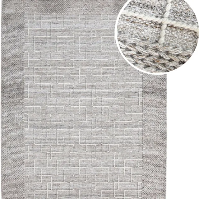 Axi Maui Buitenkleed – Rechthoekig – 160 x 230 cm – Beige – Geometrisch patroon - Buitenkleed – Buitentapijt – Weer- en UV-bestendig – Plat geweven – Tuintapijt – Voor binnen en buiten - Handgeweven