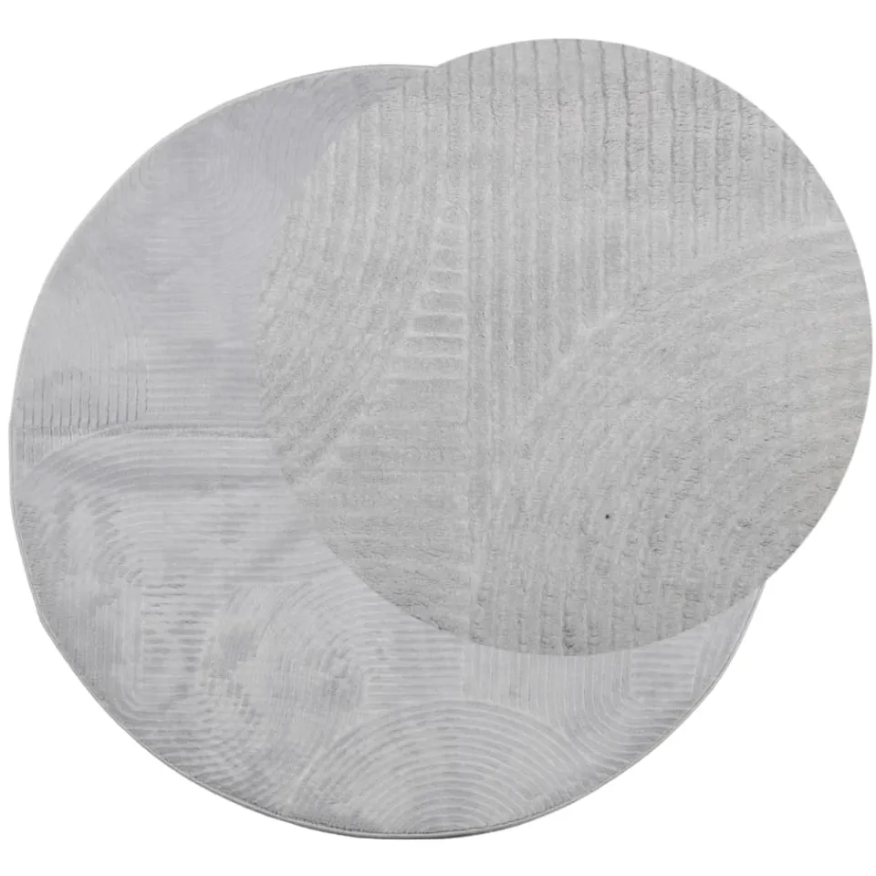 vidaXL Vloerkleed IZA laagpolig Scandinavisch Ø 100 cm grijs, foto 2