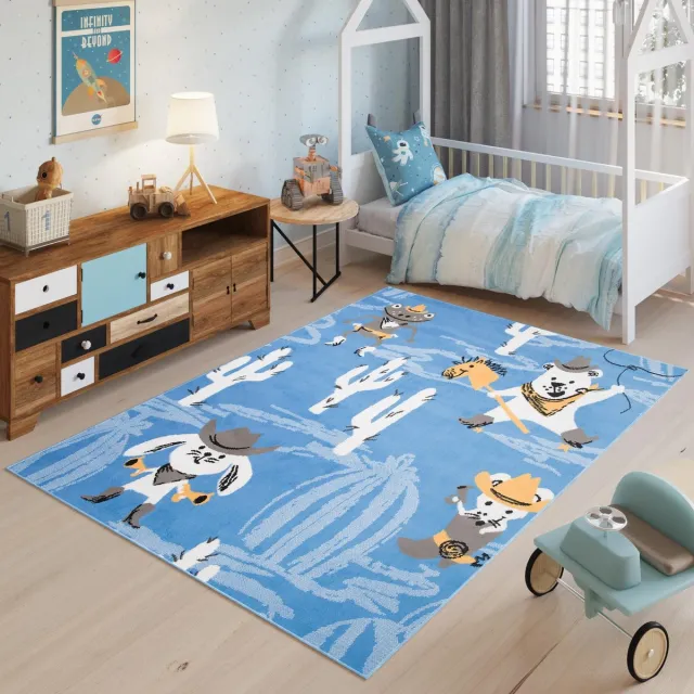 Tapiso Jolly Kinderkamer Vloerkleed Babykamer Blauw Speelkleed Blauw8